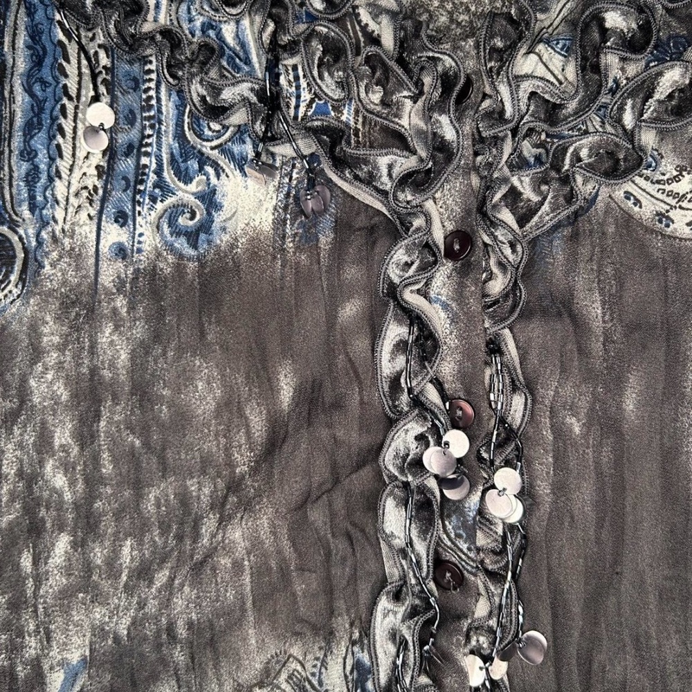 Dressbarn Paisley Ruffle and sequin Blouse - Picture 2 of 6